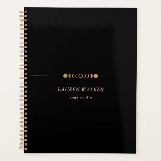 Golden Moon Phases Yoga Studio Visitekaartje Planner (Voorkant)