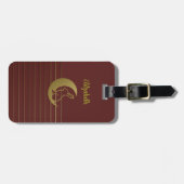 Golden Moon & Rabbit op een rood Bagagelabel (Voorkant horizontaal)