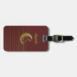 Golden Moon & Rabbit op een rood Bagagelabel