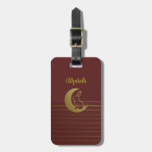 Golden Moon & Rabbit op een rood Bagagelabel (Voorkant verticaal)