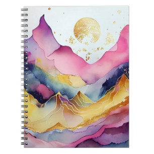 Golden Moon Waterverf Mountain Notitieboek