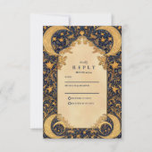 Golden Moonlit Baroque Wedding RSVP Kaartje (Voorkant)