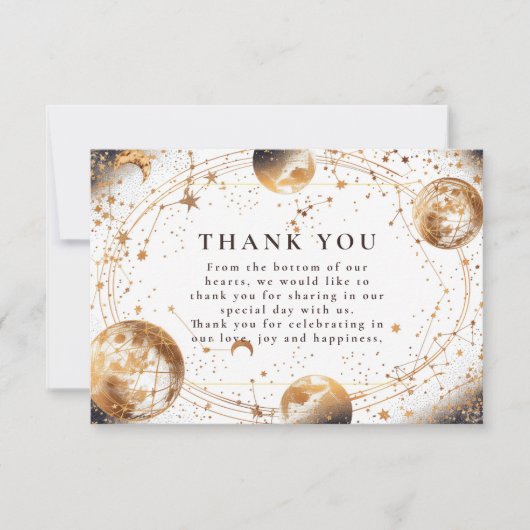 Golden Moonlit Celestial Wedding Bedankkaart (Voorkant)