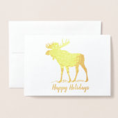 Golden Moose Holiday Wilderness Kerstmis Folie Kaarten (Voorkant met envelop)