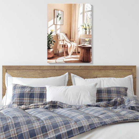 Golden Morning – Rustig zonlicht en gezellig inter Canvas Afdruk (Insitu (Slaapkamer))