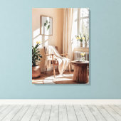 Golden Morning – Rustig zonlicht en gezellig inter Canvas Afdruk (Insitu (Houten vloer))