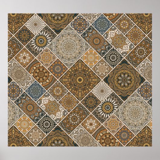 Golden Moroccan: Geometrisch patroon Poster (Voorkant)