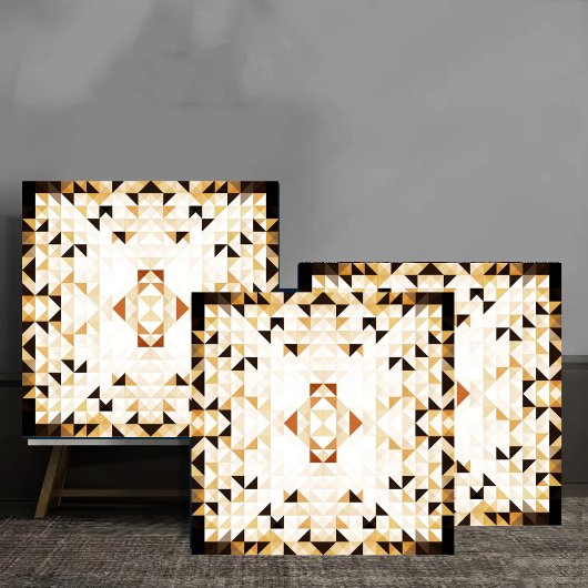 Golden Mosaic Geometric Abstract Tegeltje