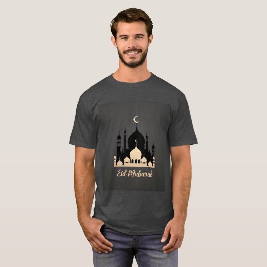 Golden Mosque Eid Mubarak Mannen Tshirt (Voorkant volledig)