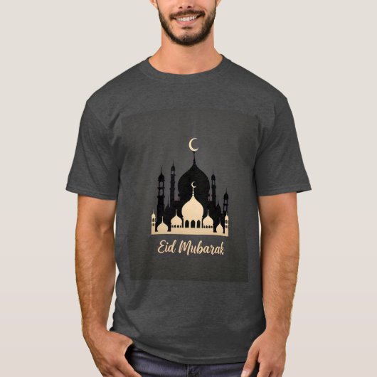 Golden Mosque Eid Mubarak Mannen Tshirt (Voorkant)