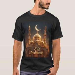 Golden Mosque Eid Mubarak Mannen Tshirt