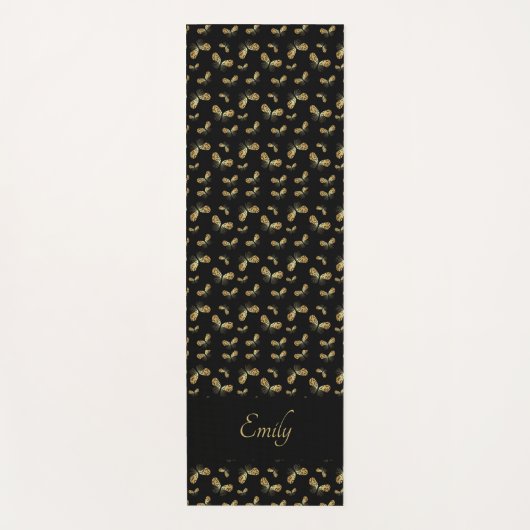 Golden Moth Butterfly Pattern Yoga Mat (Voorkant)