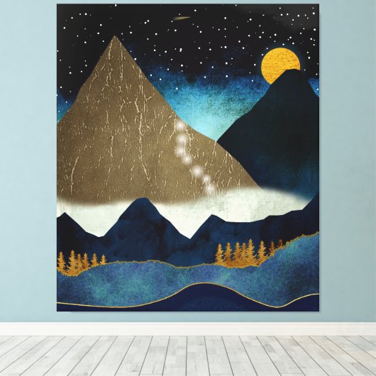 Golden Mountain Canvas Afdruk (Insitu (Houten vloer))