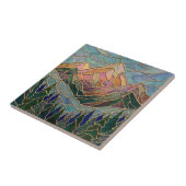 Golden Mountain Peaks Forest Stained Glass Art Tegeltje (Zijkant)