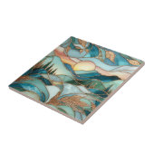 Golden Mountain Peaks Forest Stained Glass Art Tegeltje (Zijkant)