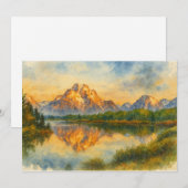 Golden Mountain Reflectie Waterverf Landschap Bedankkaart (Voorkant / Achterkant)