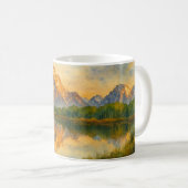 Golden Mountain Reflectie Waterverf Landschap Koffiemok (Voorkant rechts)