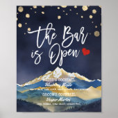 Golden Mountain Wedding The Bar is Open Drink Menu Poster (Voorkant)