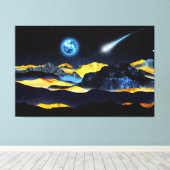 Golden mountains by night canvas afdruk (Insitu (Houten vloer))