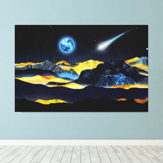 Golden mountains by night canvas afdruk (Insitu (Houten vloer))