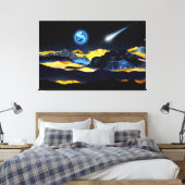 Golden mountains by night canvas afdruk (Insitu (Slaapkamer))