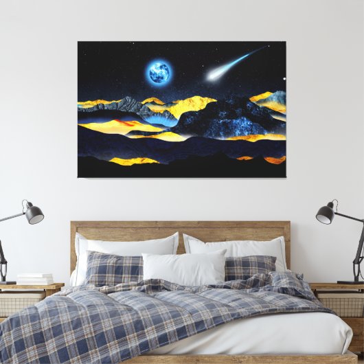 Golden mountains by night canvas afdruk (Insitu (Slaapkamer))