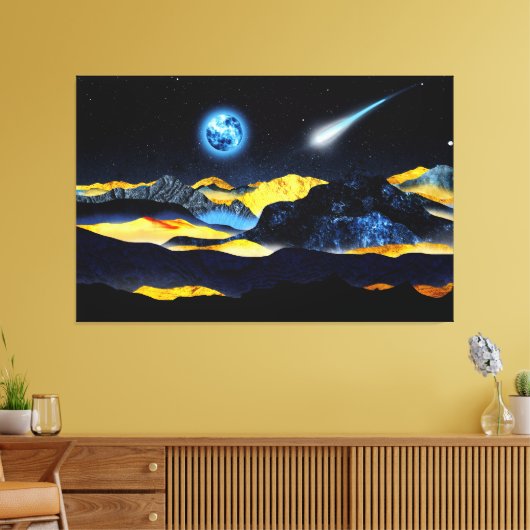 Golden mountains by night canvas afdruk (Insitu (Woonkamer))