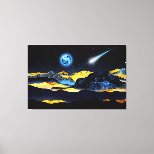 Golden mountains by night canvas afdruk (Voorkant)