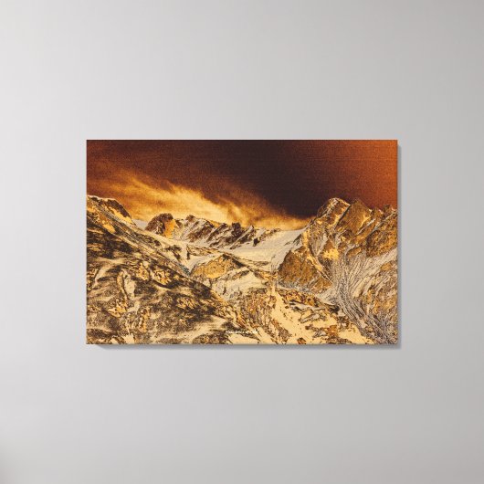Golden Mountains Motivatie Natuur Canvas Afdruk (Voorkant)