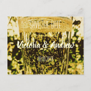 Golden Mousserende Wijnglas Save the Date Briefkaa Aankondigingskaart