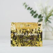 Golden Mousserende Wijnglas Save the Date Briefkaa Aankondigingskaart (Staand voorkant)