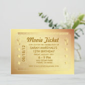 Golden Movie Ticket Kaart (Staand voorkant)