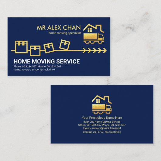 Golden Moving Boxes Home Mover Visitekaartje (Voorkant / Achterkant)