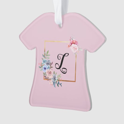  Golden Multicolored Flowers Monogram Tekst Ornament (voorkant)