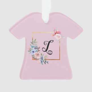  Golden Multicolored Flowers Monogram Tekst Ornament