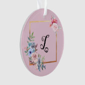  Golden Multicolored Flowers Monogram Tekst Ornament (voorkant)