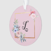  Golden Multicolored Flowers Monogram Tekst Ornament (voorkant)