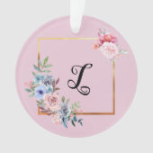  Golden Multicolored Flowers Monogram Tekst Ornament (voorkant)