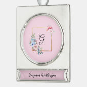  Golden Multicolored Flowers Monogram Tekst Verzilverd Banner Ornament (Links)