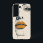 Golden Muse telefoonhoesje Samsung Galaxy Hoesje<br><div class="desc">Een minimalistisch gezicht met gouden lippen en gesloten ogen geeft een stijlvolle,  elegante en artistieke sfeer.</div>