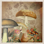 Golden Mushroom en Roze Floral Ephemera Tegeltje