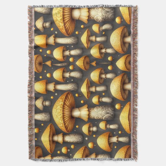 Golden Mushrooms Deken (Voorkant Verticaal)
