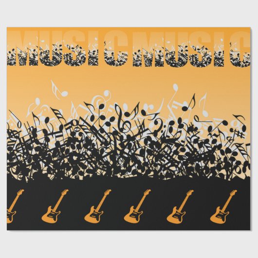 Golden Music Note Classic Cadeaupapier (Vlak)