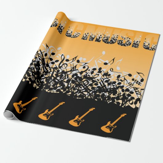 Golden Music Note Classic Cadeaupapier (Uitgerold)