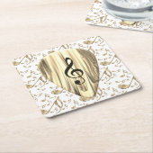 Golden Music Pick – Treble Clef Art Kartonnen Onderzetters (Schuin)