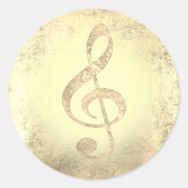 Golden Music Treble Clef Ronde Sticker