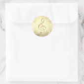 Golden Music Treble Clef Ronde Sticker (Tas)