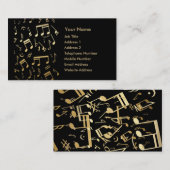Golden musical notes op Black Visitekaartje (Voorkant / Achterkant)