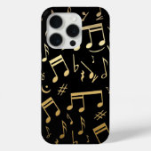 Golden musical notes op zwarte achtergrond Case-Mate iPhone case (Achterkant)