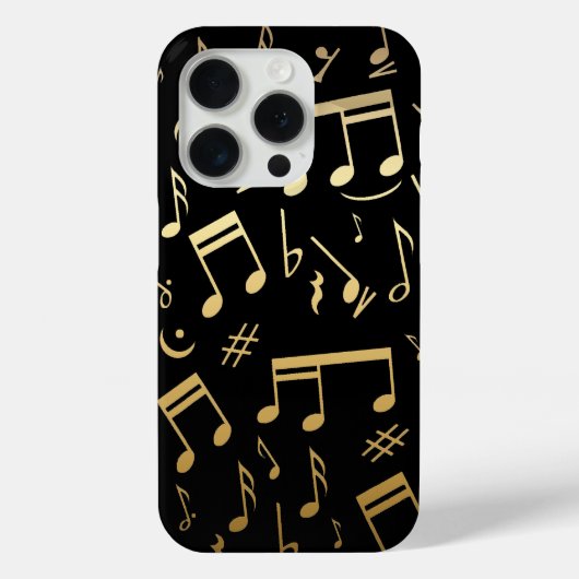 Golden musical notes op zwarte achtergrond Case-Mate iPhone case (Achterkant)